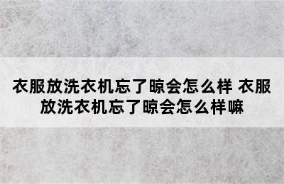 衣服放洗衣机忘了晾会怎么样 衣服放洗衣机忘了晾会怎么样嘛